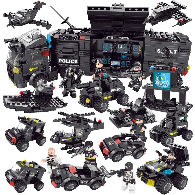 Thunder Accumulated Police Building Blocks Set (400–800 Pieces) – Educational Kids Construction Toy | Special Police Vehicles, Helicopter, Tank & Command Center Collection - Image 4