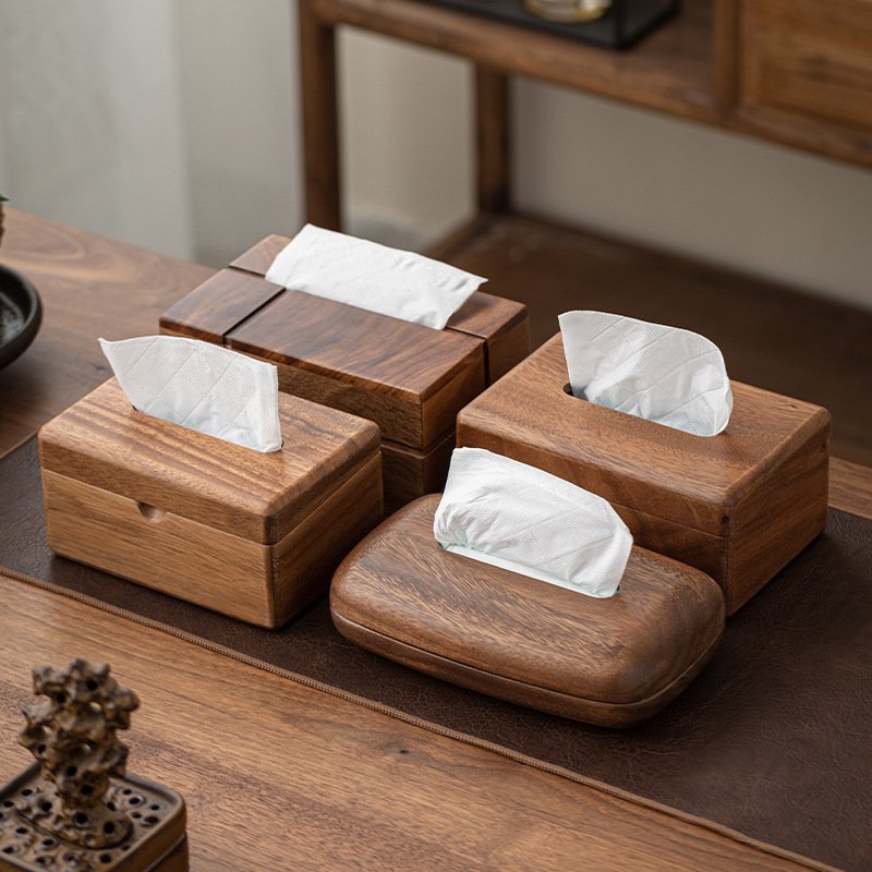 Walnut Tissue Box Living Room Chinese-style Napkin Holder - Image 4
