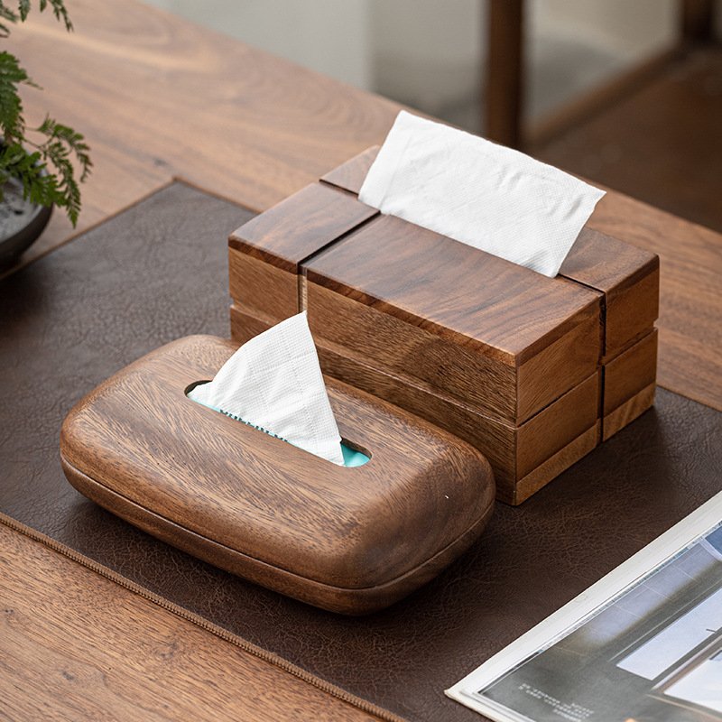 Walnut Tissue Box Living Room Chinese-style Napkin Holder - Image 2