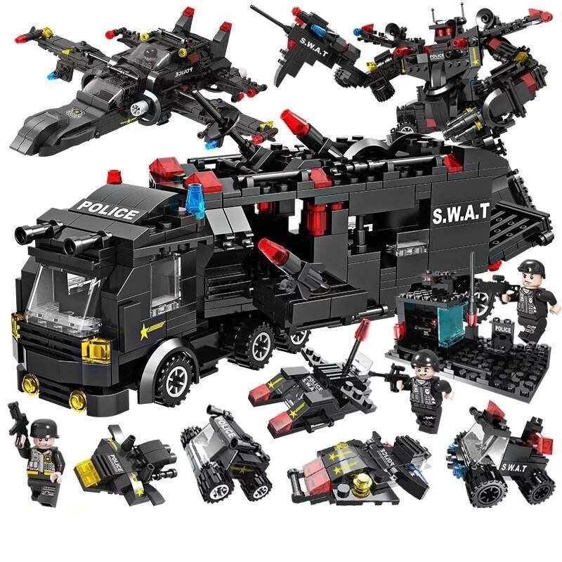 Thunder Accumulated Police Building Blocks Set (400–800 Pieces) – Educational Kids Construction Toy | Special Police Vehicles, Helicopter, Tank & Command Center Collection - Image 9