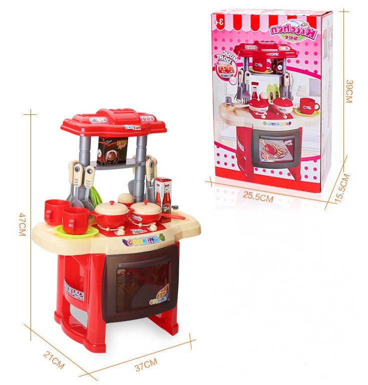 Children's educational light music cooking tableware table play house kitchen toys angle show toy play house - Image 2