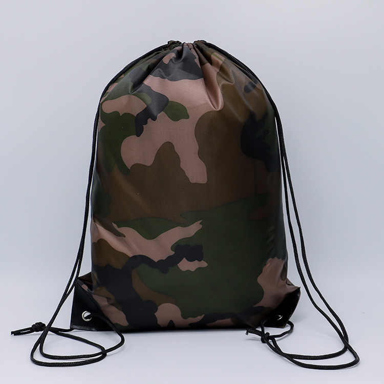 Camouflage Drawstring Backpack – Lightweight Polyester Sports Bag - Image 5