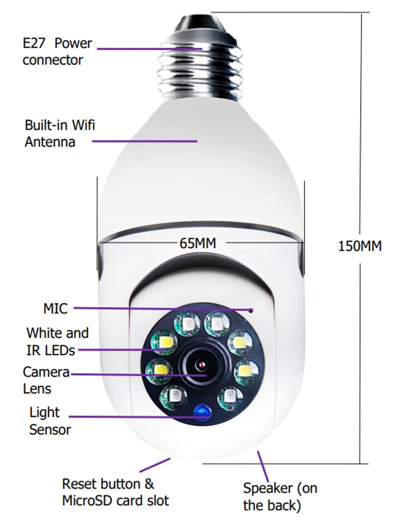 WiFi CAMERA 1080P Bulb 4X Zoom Camera E27 Home 5GWiFi Alarm Monitor - Image 10