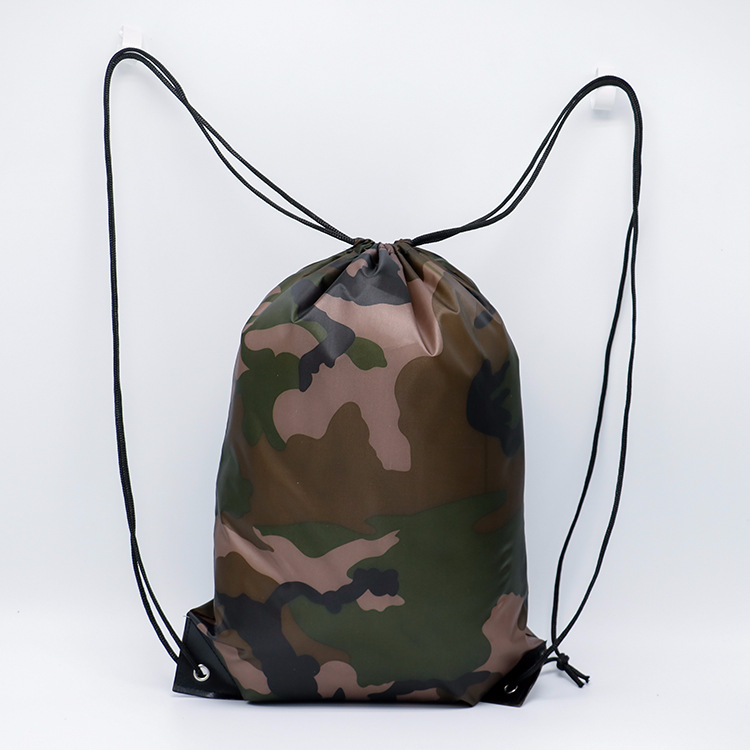 Camouflage Drawstring Backpack – Lightweight Polyester Sports Bag