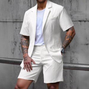 Mens Slim-fit Business-casual Short Two-piece Suit