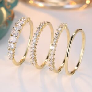 Round Color Zirconium Four-piece Ring