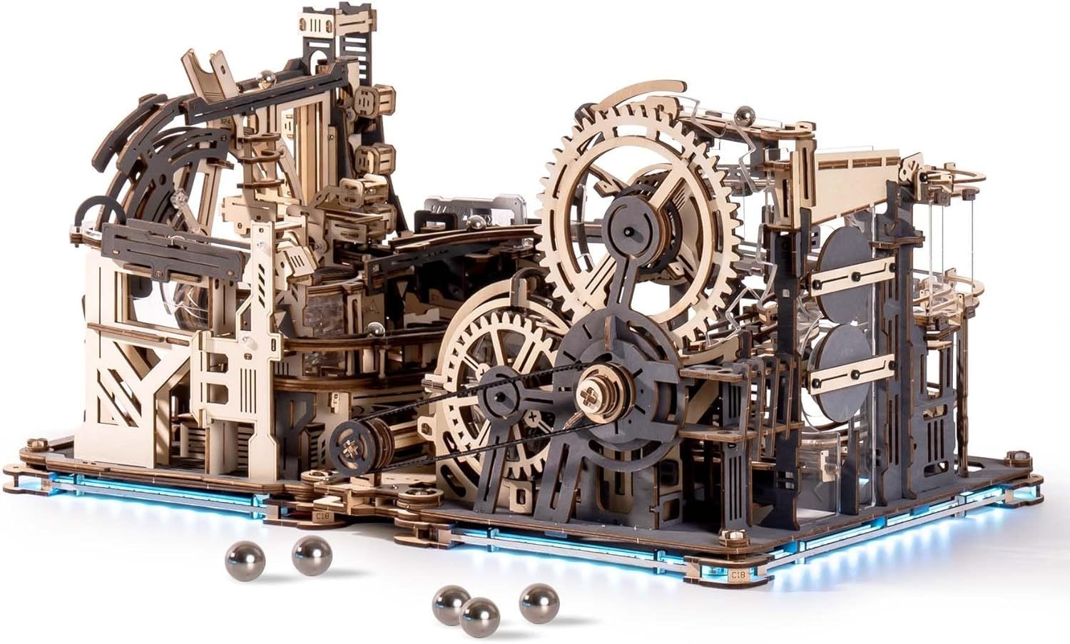 ROBOTIME Marble Run Link Pack For Marble Night City LGA01 & Marble Spaceport LGC01, 3D Wooden Puzzles Adults Model Kits To Build Gifts For Boys LG01 - Image 3