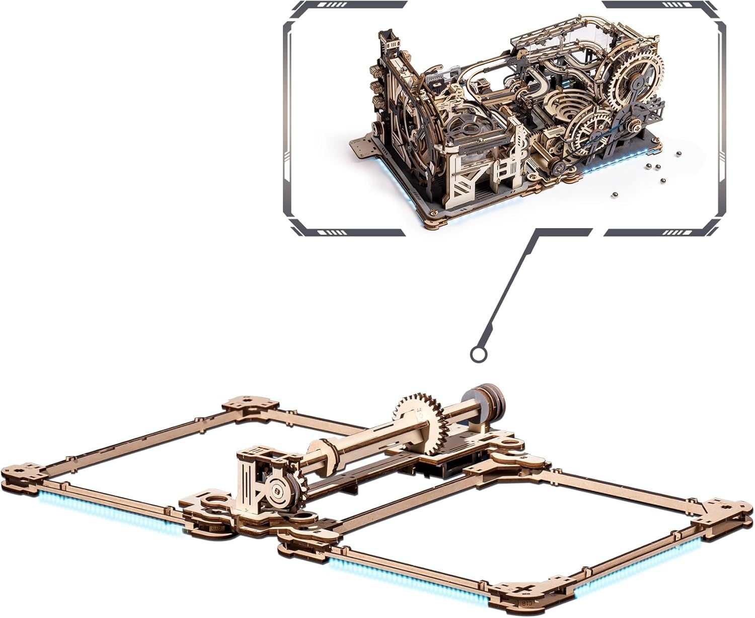 ROBOTIME Marble Run Link Pack For Marble Night City LGA01 & Marble Spaceport LGC01, 3D Wooden Puzzles Adults Model Kits To Build Gifts For Boys LG01 - Image 2