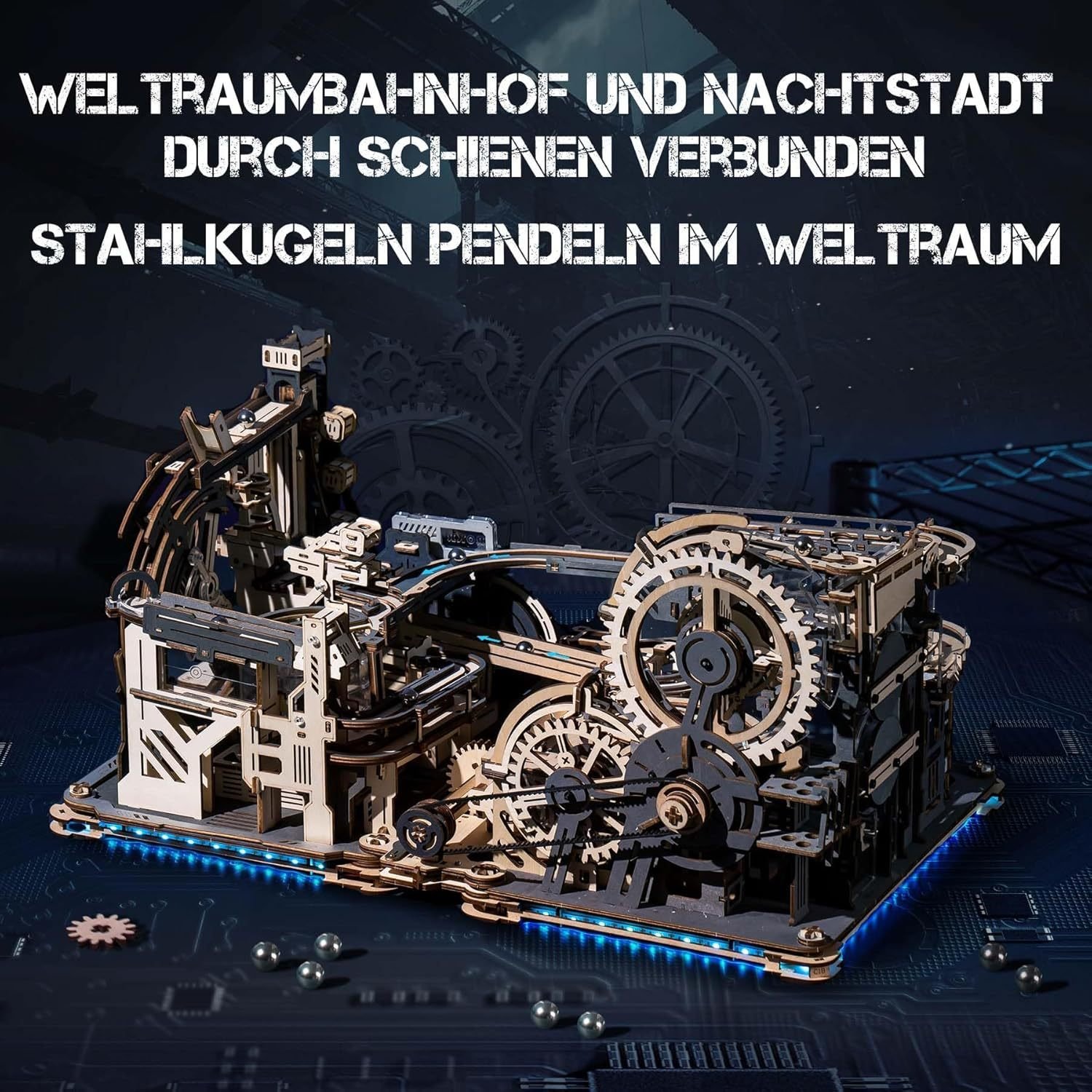 ROBOTIME Marble Run Link Pack For Marble Night City LGA01 & Marble Spaceport LGC01, 3D Wooden Puzzles Adults Model Kits To Build Gifts For Boys LG01 - Image 9