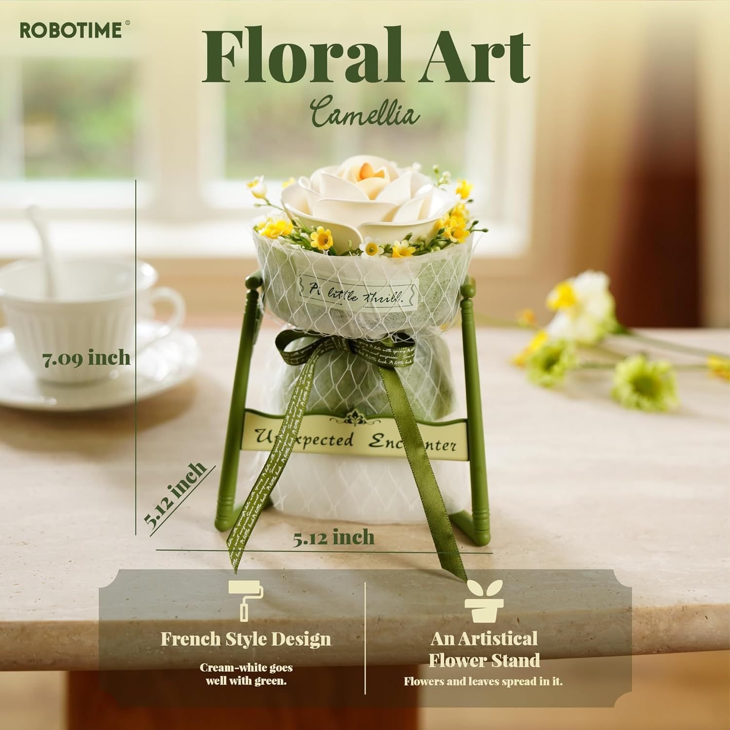 ROBOTIME Artificial Flowers 3D Puzzle Model Kits Puzzles For Adults To Build, Decoration Home Decor Accessories Living Room Gifts For Women, Camellia - Image 5
