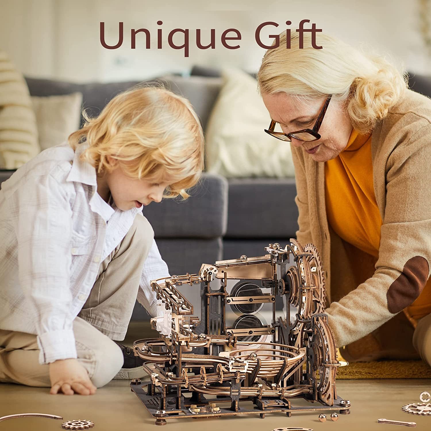 Robotime ROKR Marble Night City 3D Wooden Puzzle Games Assembly Waterwheel Model Toys For Children Kids Birthday Gift - Image 3