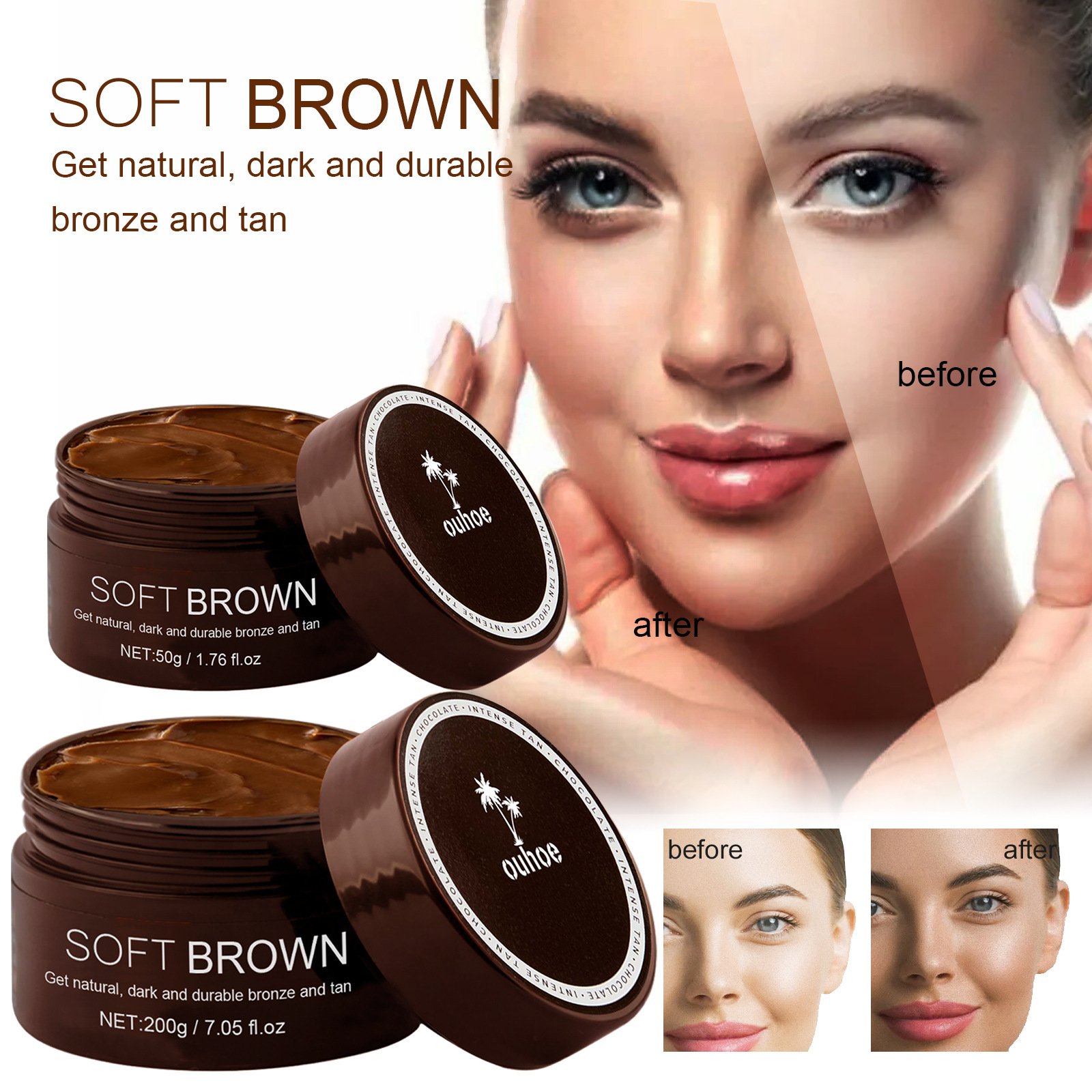 OUHOE Soft Brown, Summer Seaside Tanning Dark Tan Moisturizing Cream for Tanning Skin - Image 6