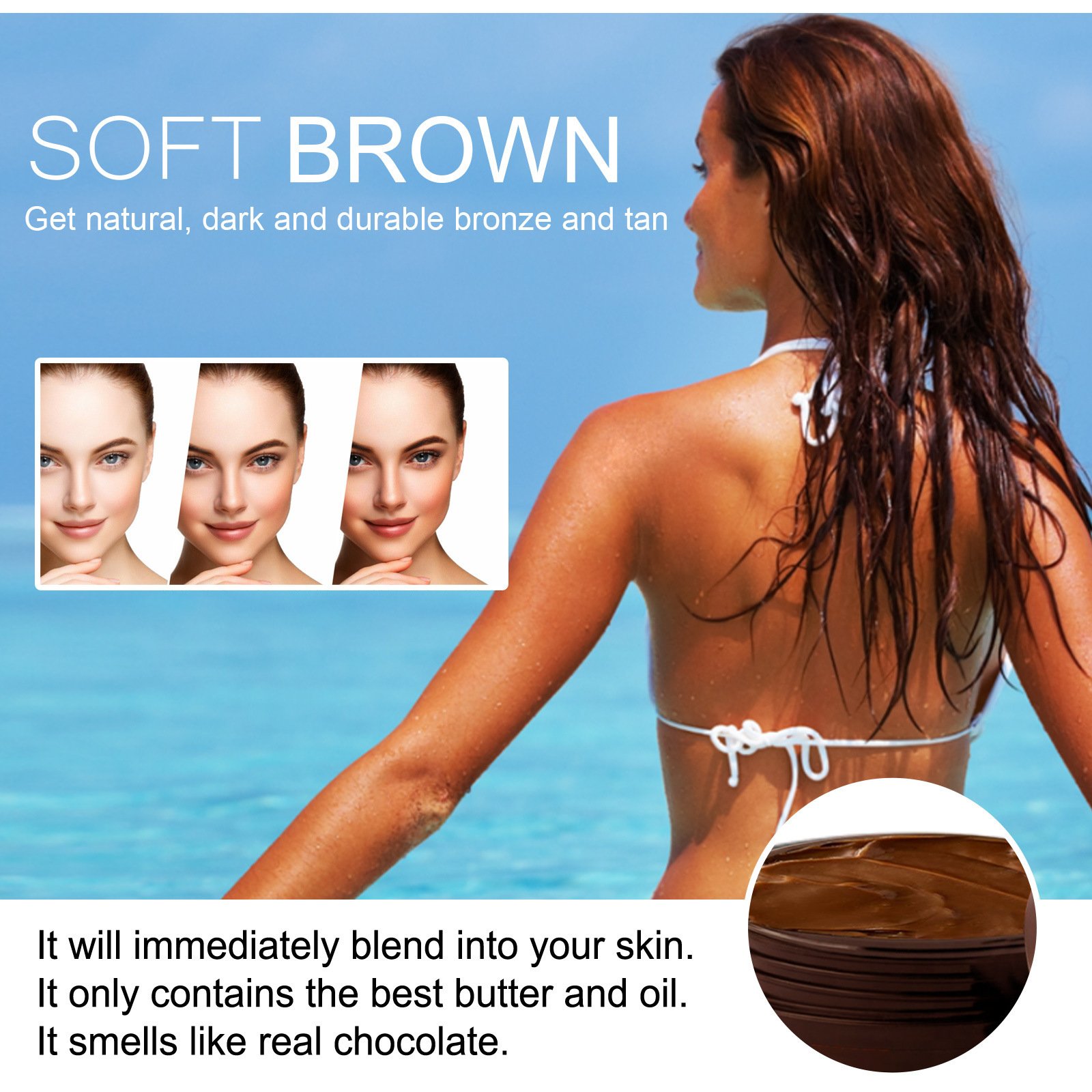 OUHOE Soft Brown, Summer Seaside Tanning Dark Tan Moisturizing Cream for Tanning Skin - Image 2