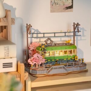 Rolife Sakura Journey Tram Car 3D Wooden Puzzle Model Toys Teens Gift